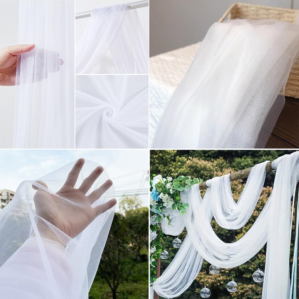 Tüllstoff 30m x 160cm Tüll Stoffe zum Nähen Organza Stoff Tüll Meterware Dekostoff Drapierstoff Netzstoff Deko Stoffe für Hochzeitsbogen Freihanddeko Tischläufer Kleid Schleier Weiß