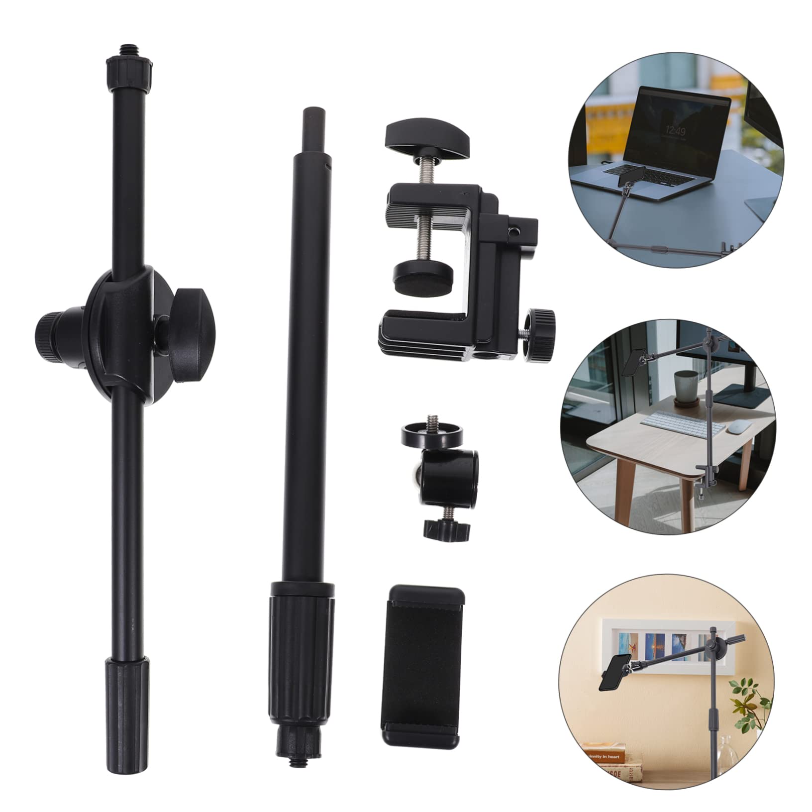 Mikinona Soporte para Teléfono Celular Ajustable 360 Ángulos Brazo Articulado Flexible de ABS y Metal para Escritorio en Momentos de Ocio
