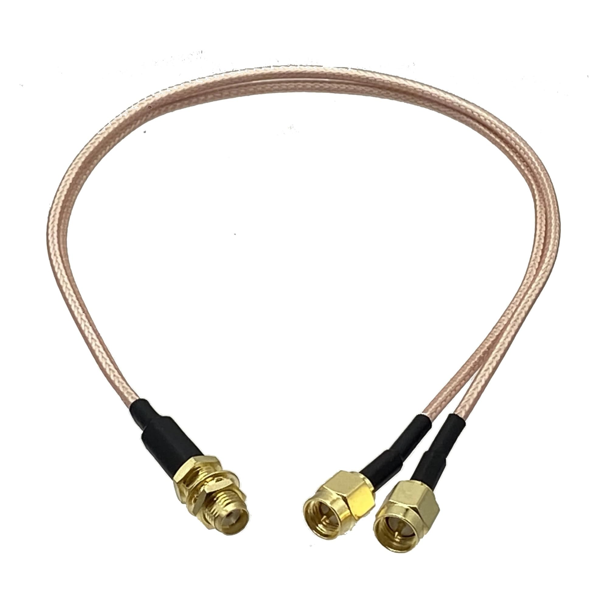 Connettore sdoppiatore a Y con Spina Maschio RG316 e Jack Femmina Terminali a crimpare Cavi Patch a Treccia da 4 Pollici a 10 Piedi(Type 2-SMA 1F2M,2FT (60CM))