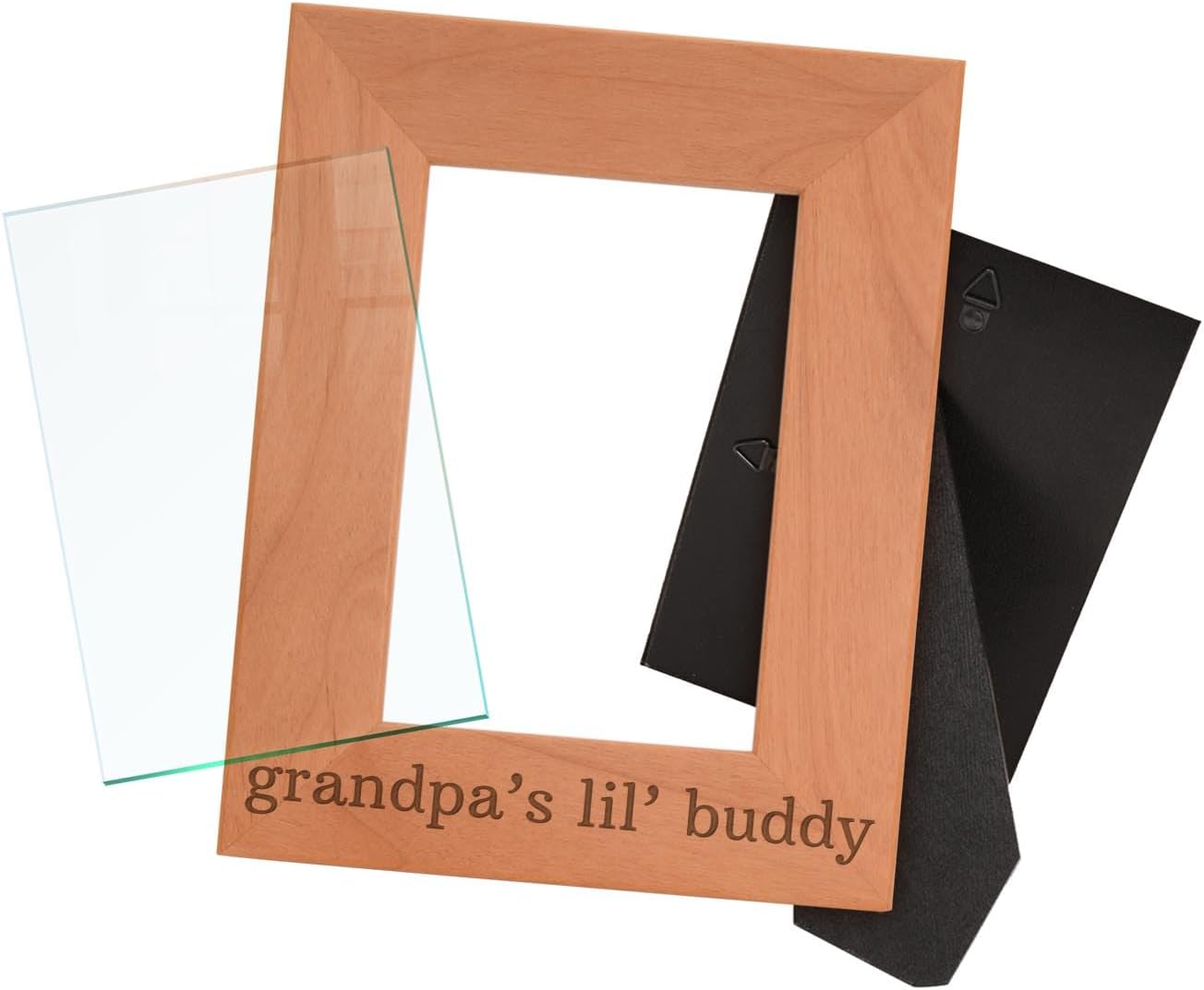 Personalized Gifts Grandpa Grandson Frame Grandpa's Lil' Buddy Natural Wood Engraved 4x6 Portrait Picture Frame