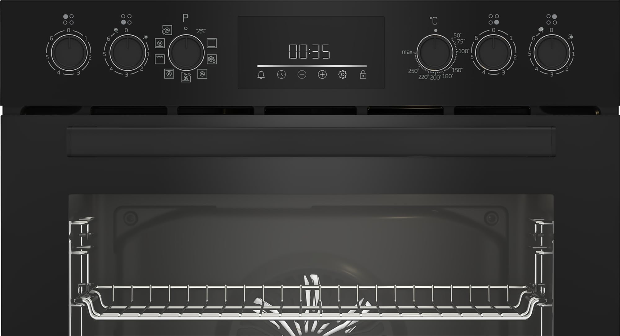 Beko BBUM17341BE b300 Einbau-Herd-Set, Multifunktionsofen mit 9 Heizarten und Glaskeramik-Kochfeld, SteamShine-Reinigung, AeroPerfect, versenkbare Knebel, Schwarz/Edelstahl
