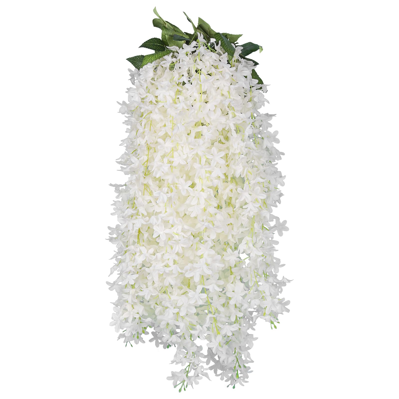 Guirlande lilas artificiel blanc lot de 8 fausses fleurs suspendues en soie de 85cm pour extérieur