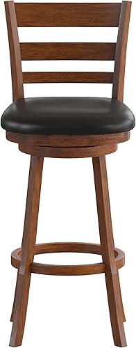 Miniatura 10 de Taylor & Logan Zayne Classic - Taburete giratorio de madera con asiento de piel sintética, roble antiguonegro