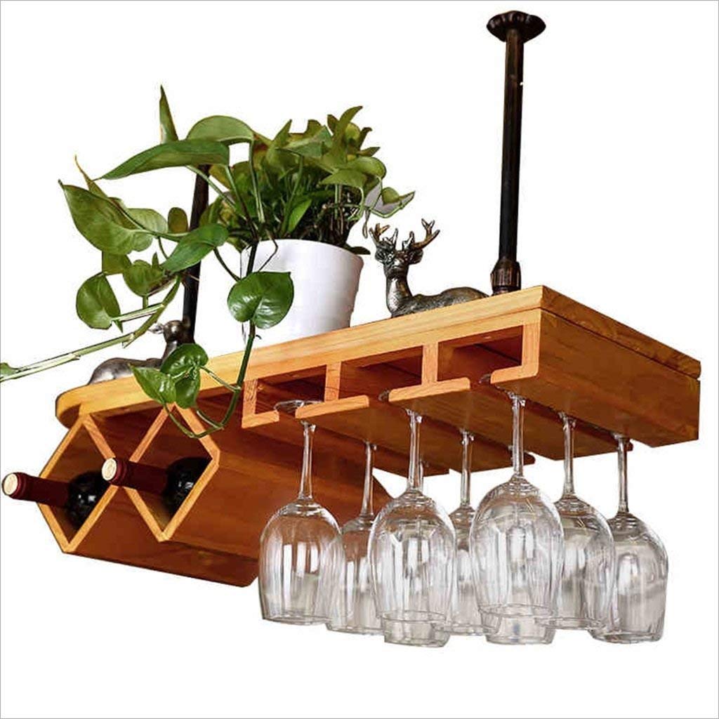 Mueble de bar para vinos con soporte de copas colgante de forja