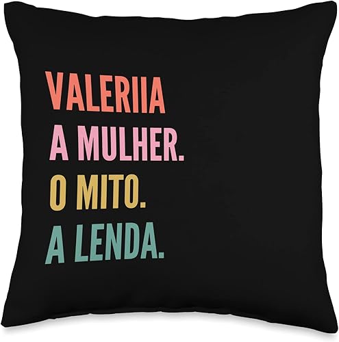 Miniatura 4 de Designs De Nomes Engraçados Para Mulher Funny Portuguese First Name Design-Valeriia Throw Pillow 18x18 Multicolor