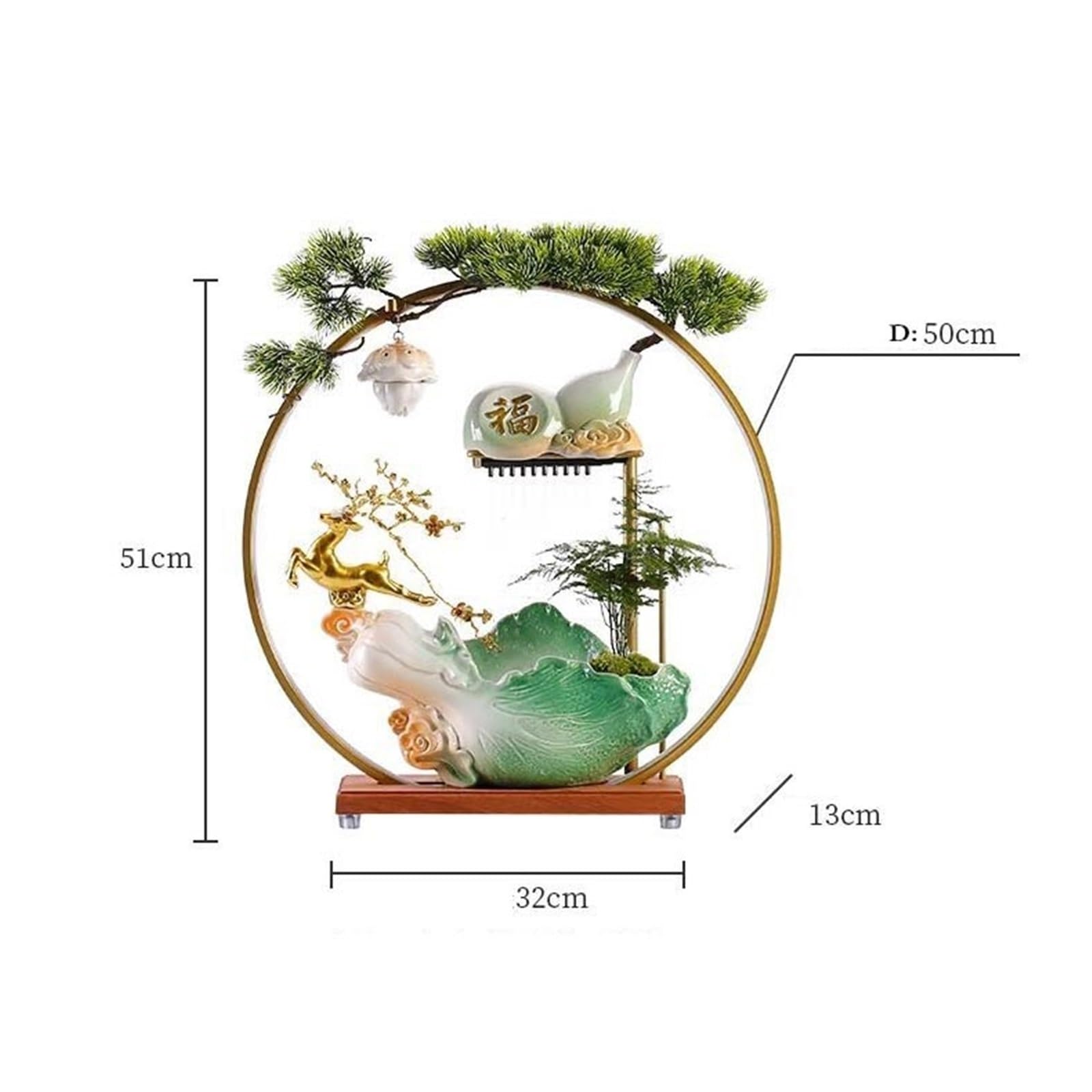 Relajación Fuente de Cascada de Mesa de Estilo Chino con repollo y Agua fluyendo como Adorno for Dormitorio y Oficina.