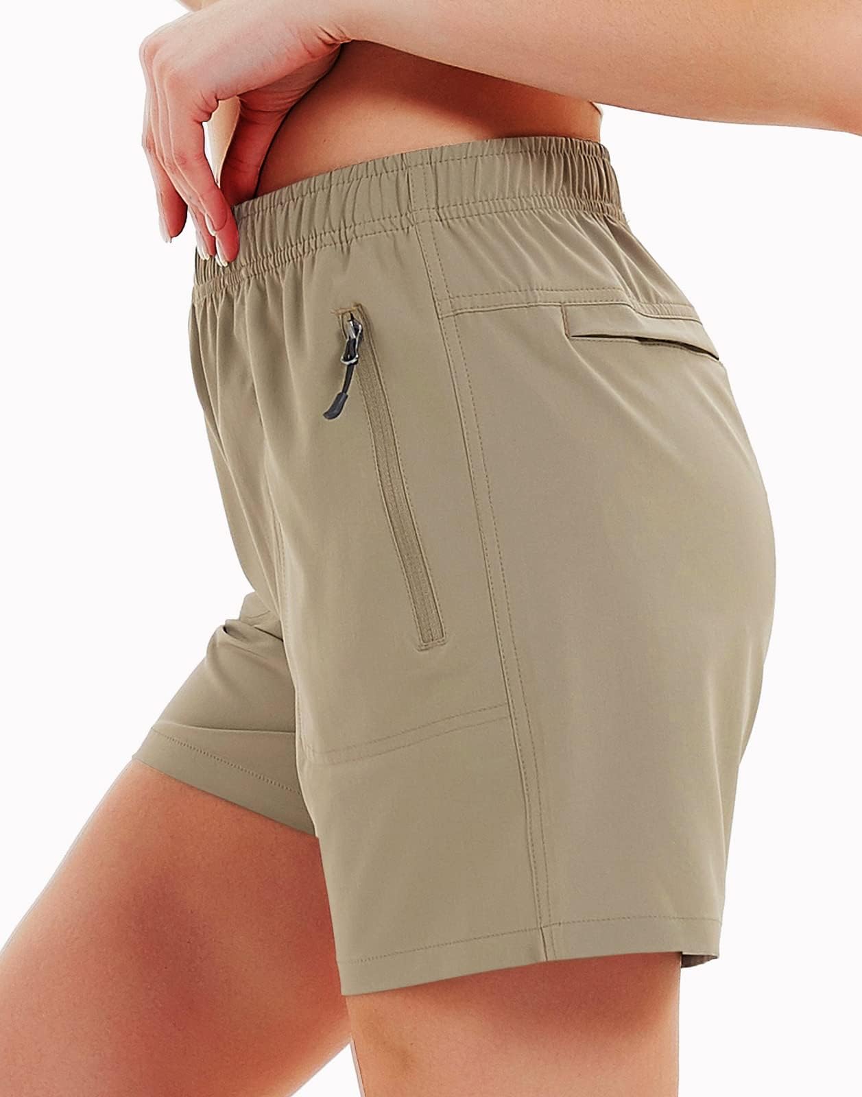 Short Cargo de randonnée pour Femme de 12,7 cm, 17,8 cm, à séchage Rapide, léger, athlétique, pour entraînement avec Poches à Fermeture éclair