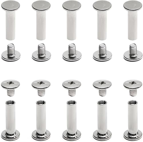 Juvielich Poste de tornillo apto para orificios de 316 pulgadas (0.197 in) de diámetro, 25 juegos hembra M5x18mm tornillo de fijación para álbumes