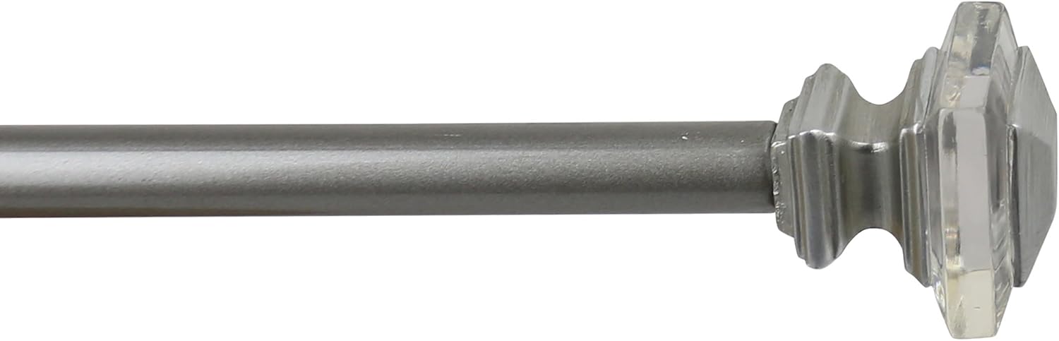 Urbanest 3/4-inch Diameter Cassini Adjustable Single Drapery Curtain Rod, 28-inch to 48-inch, Pewter