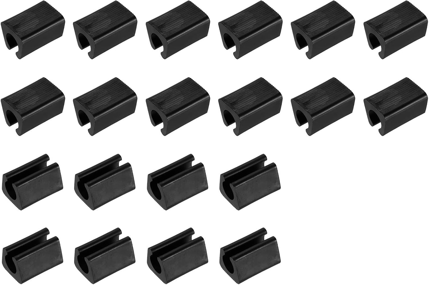 uxcell 24 Pcs Rectangle U Shaped Chair Leg Cover, Fit 12mm Dia Tubular Chair Legs, Non-Slip No Noise Floor Protectors, Plastic Furniture Feet Tubing Caps, Black