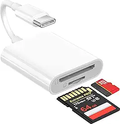 Leitor de cartão SD USB C, leitor de cartão USB-C para SD/Micro SD, adaptador de cartão de memória tipo C de alta velocidade 2 em 1 OTG compatível com iPhone 15 e superior/iPad/Galaxy/MacBook Pro e