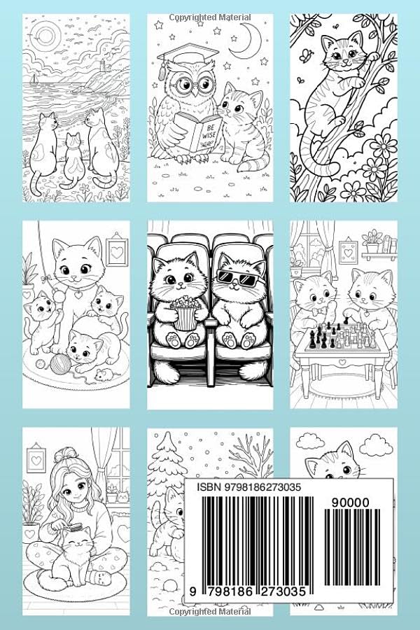 Cute Cats Mini Coloring Book: Mini Coloring Book: Tiny On the Go Travel Pocket Size | Fun Activity for Stress Relief and Relaxation | 50 Illustrations ... For Adults and Teens (Pocket Coloring Books) image 3