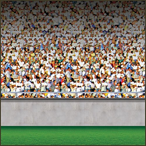 Beistle Lower Deck Stadium Backdrop 4 x 30 Backdrop for Parties Photo Backdrop Easy to Adhere Wall Covering Photography Background Sports Party Decoration Game Day Decoration