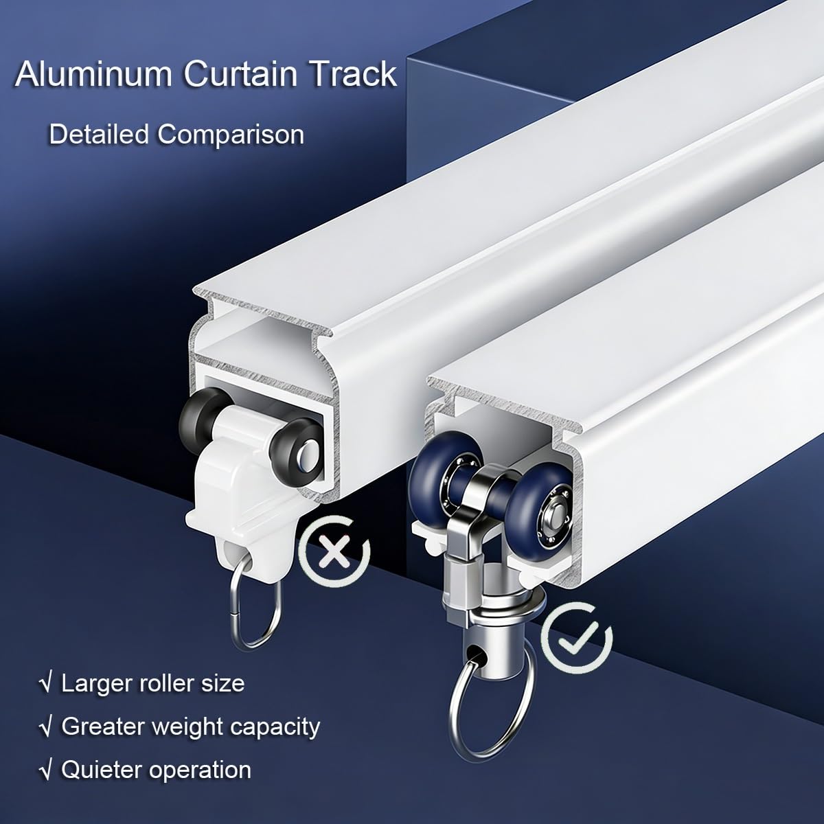 Rodillos de aluminio ain Track 501500 CM para pared lisa/barra de cortina Easy Inll para privacidad (600 cm) versátil y