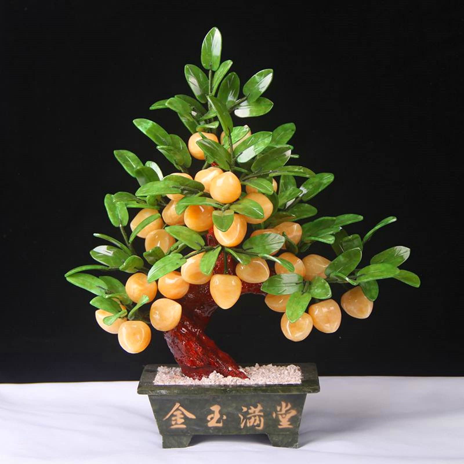 Plantas artificiales, árbol bonsái, plantas falsas, topacio, jade, melocotonero, árbol de jade artificial, longevidad, adornos de melocotón, decoración de árbol para el hogar, interior/exterior