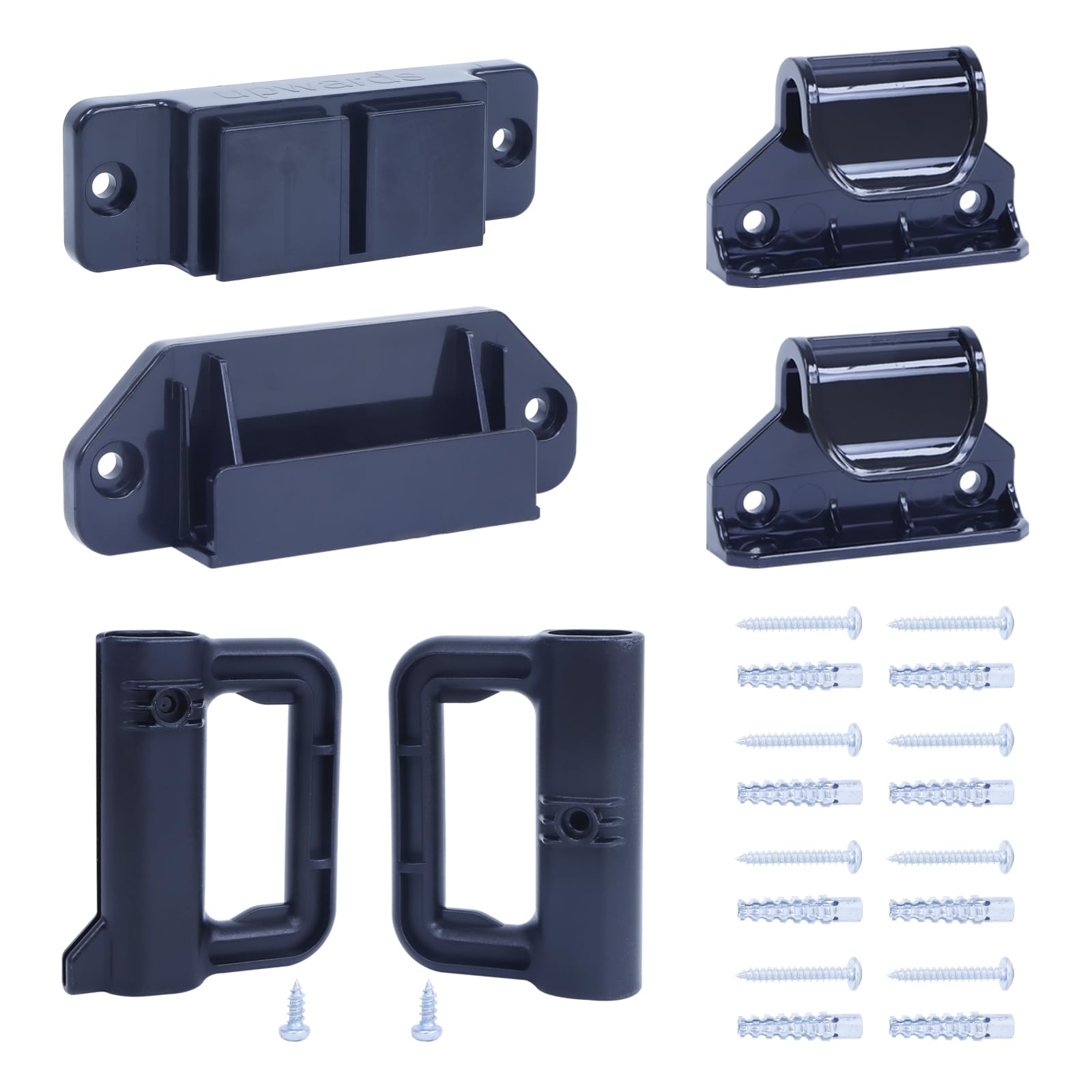 Retractable Baby Gate Replacement Parts, Stair Baby Gate Parts, Hardware Mount Kits for Mesh Dog Gate Retractable Pet Gate, Wall Mounting Accessories with Brackets/Hooks/Latches/Screws, Black