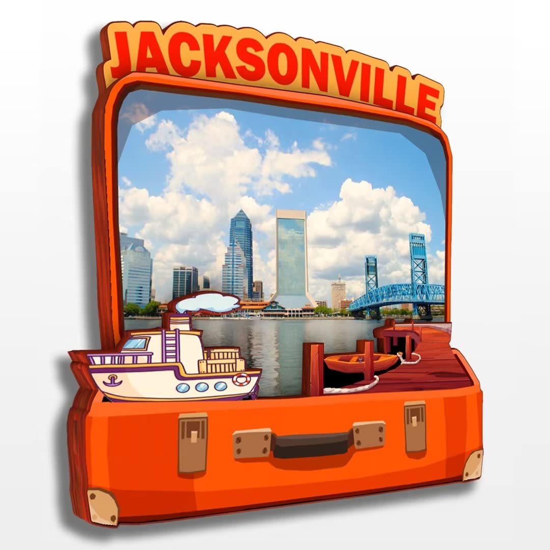 Jacksonville Florida USA America Fridge Magnet Wooden Collection 3D Wood Handmade Travel City Souvenirs Refrigerator Magnet Home Decoration Gift -146
