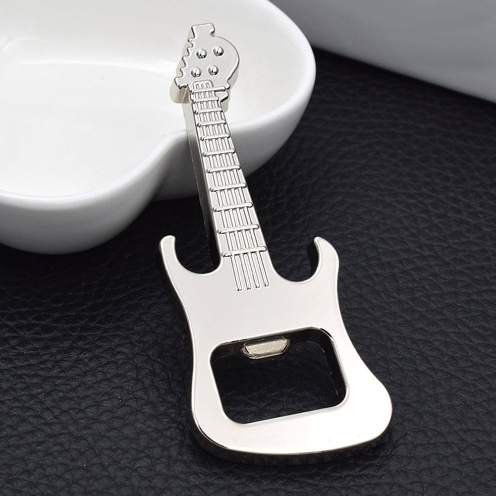 Bottle Opener, Maserfaliw Fashion Portable Alloy Guitar Shaped Beer Bottle Opener Kitchen KTV Bar Gift - Silver, Valentine's Day gifts, Home must-have.