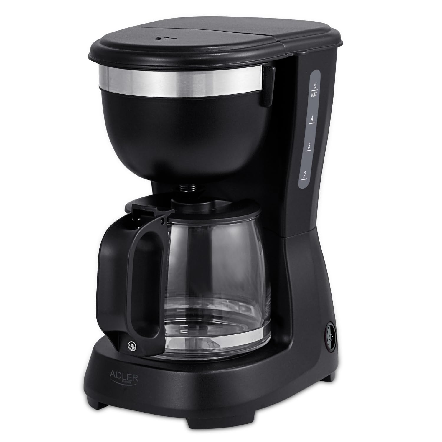 ADLER EUROPE Ekspres do kawy przelewowy, ekspres do kawy z dzbankiem szklanym 600ml, moc 600W, Filtr wielokrotnego użytku, funkcja podtrzymywania temperatury, blokada kapania, czarny