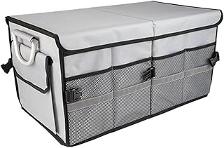 AOIQTTJNB Boot Organiser Lid 55 L Dividers Waterproof Foldable Reinforced Walls Non-Slip Boot Box Car Bag Grey