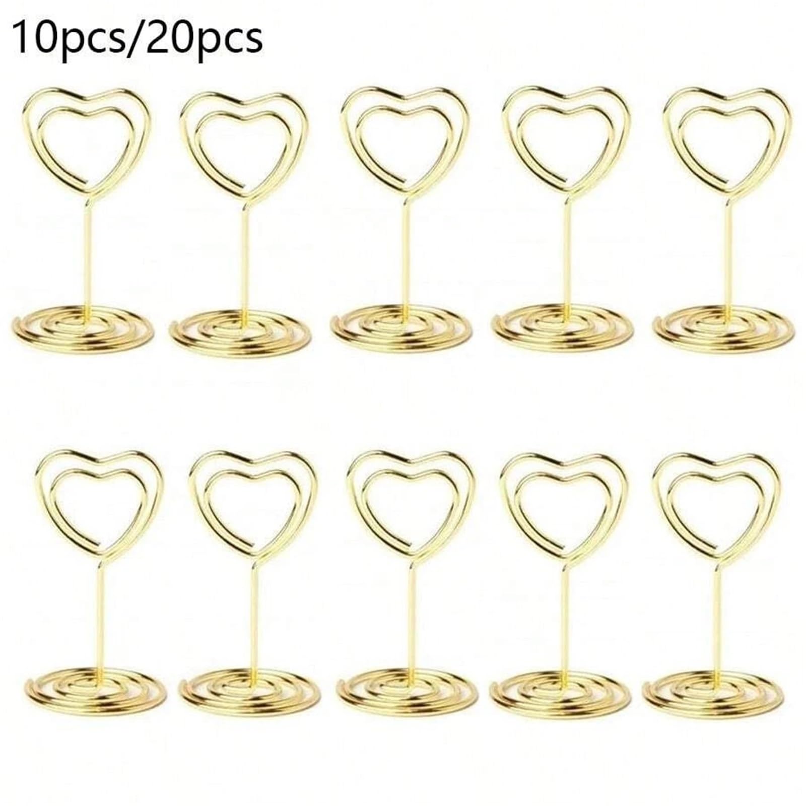 Mini-Tischkartenhalter, 10–50 Stück, Tischnummernhalter for Hochzeiten, herzförmig, Tischschild, Bild, Fotohalter Für Hochzeitsfeiern(Gold 50pcs)