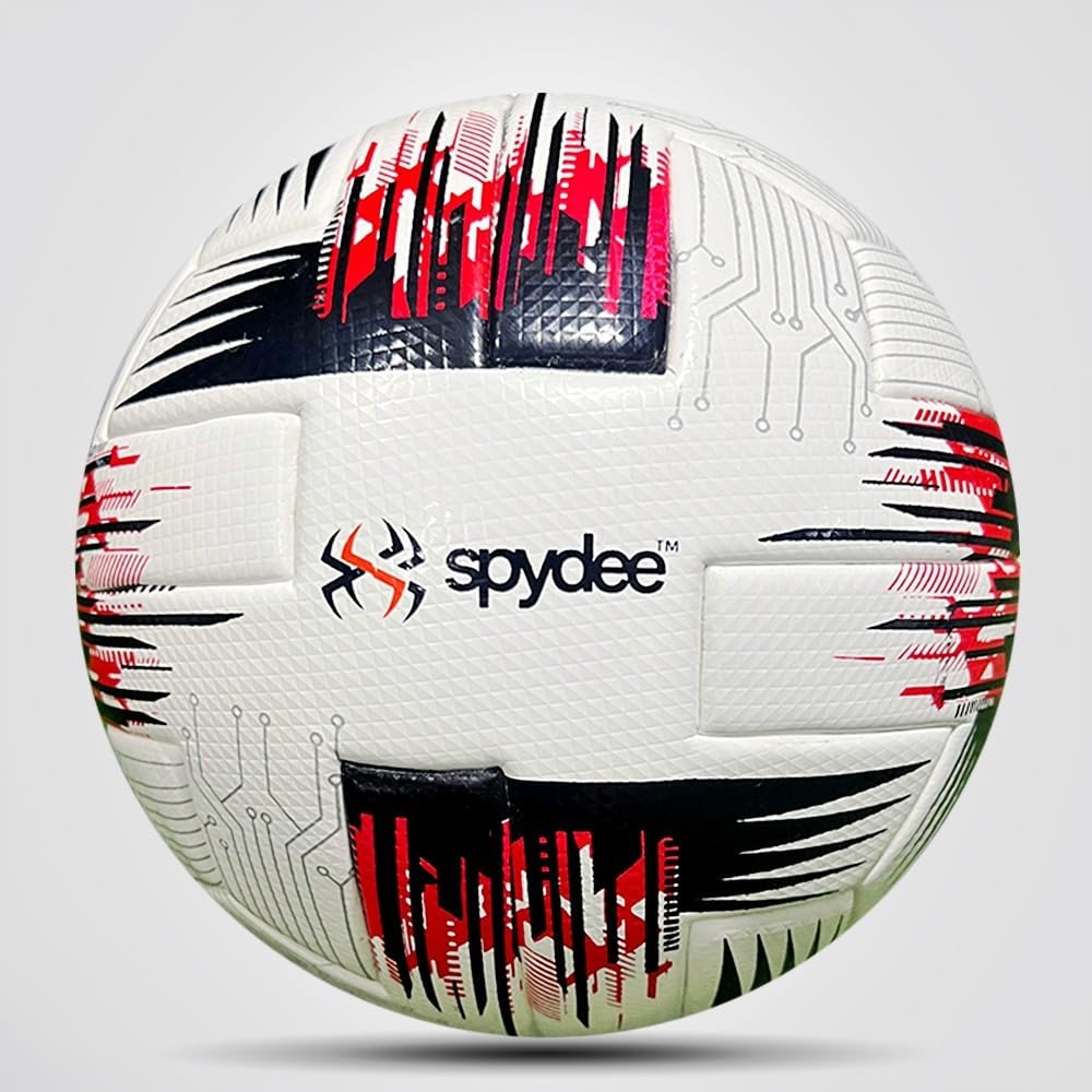 Pallone da calcio professionale, misura 5, termosaldato, in PU, Prisma goffrato, 6 pannelli, colore rosso e nero su bianco, palla ufficiale per adulti e ragazzi