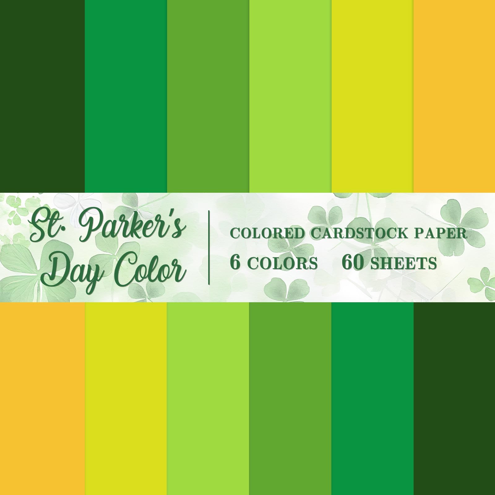 60 Sheet 8.5 x 11 Inch St. Patrick's Day Colored Card Stock Paper Thick Paper Cards Green Yellow Scrapbook Paper For Prints DIY Arts Crafts School