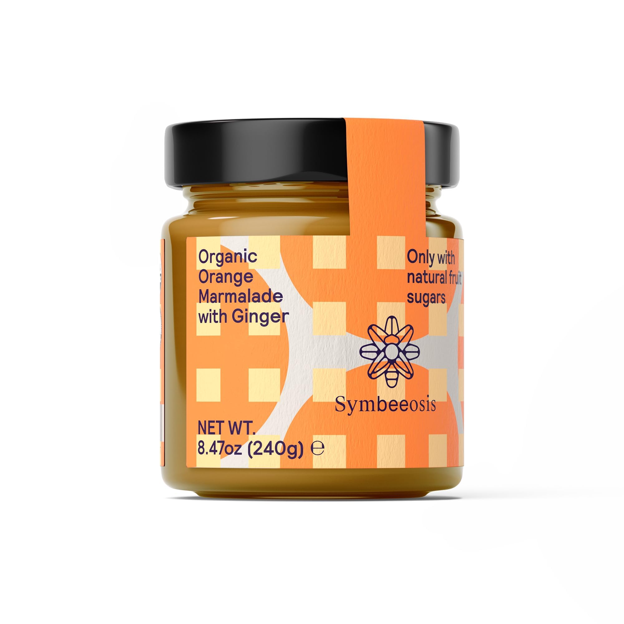 Symbeeosis Organic Orange Marmalade with Ginger: Digestive Aid, All-Natural, Sugar-Free, No Artificial Aromas, Pleasant Peppery Taste - Made with Fruit Sugars and Dry Ginger Extract