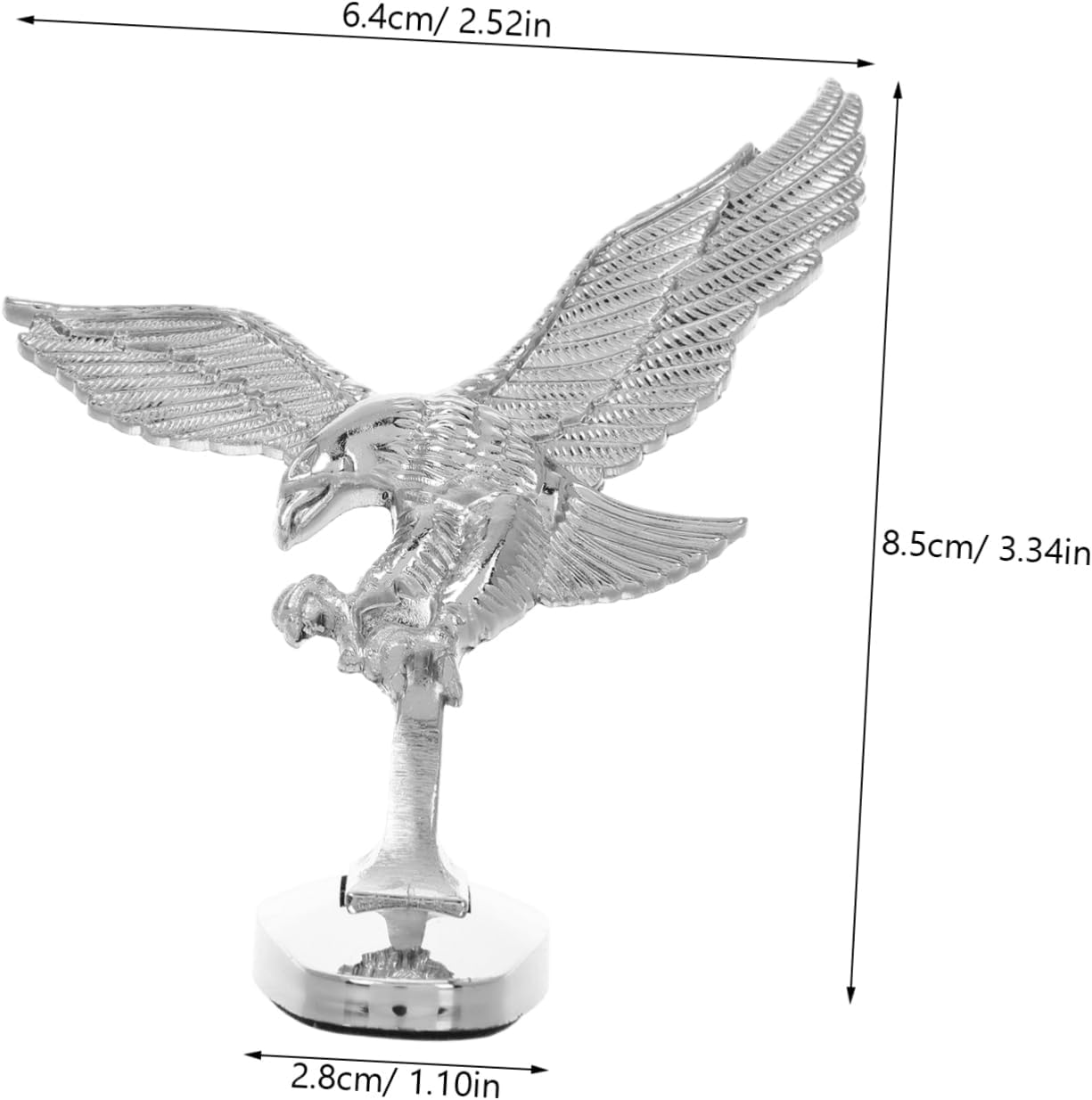 ULTECHNOVO Metal Eagle Hood Ornament for Car and Motorcycle Durable Chrome Auto Decoration Eye-catching Hood Badge Fit Decorative Trim for Enhanced