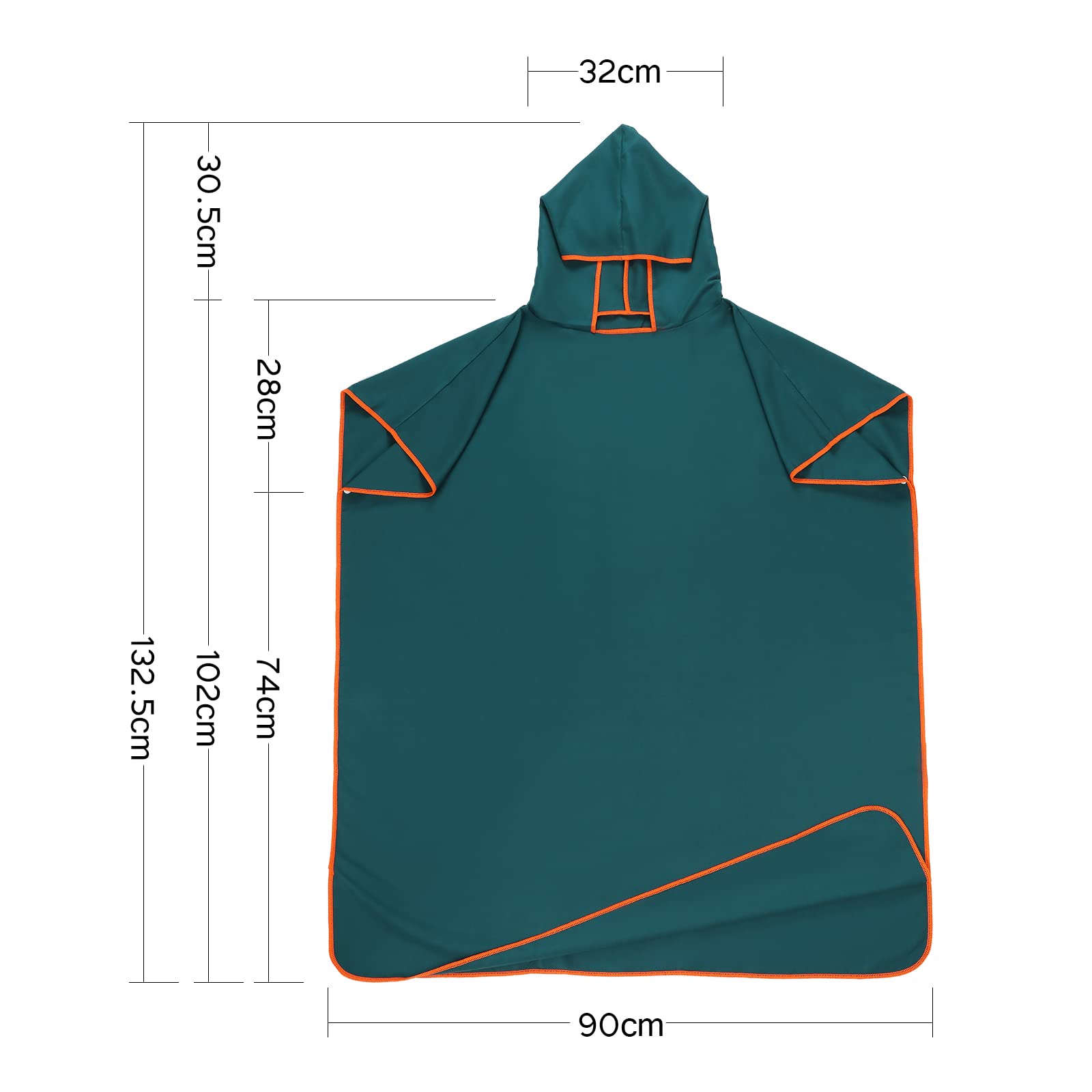 Poncho De Plage Microfibre Extra Long - Taille Unique Homme/femme - Séchage Rapide - 110x90 Cm