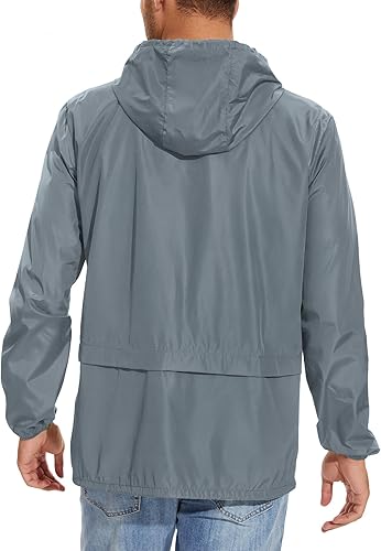 Miniatura 5 de Zando Chaqueta impermeable plegable para hombre, impermeable, con capucha, rompevientos para exteriores, chaquetas de lluvia de viaje