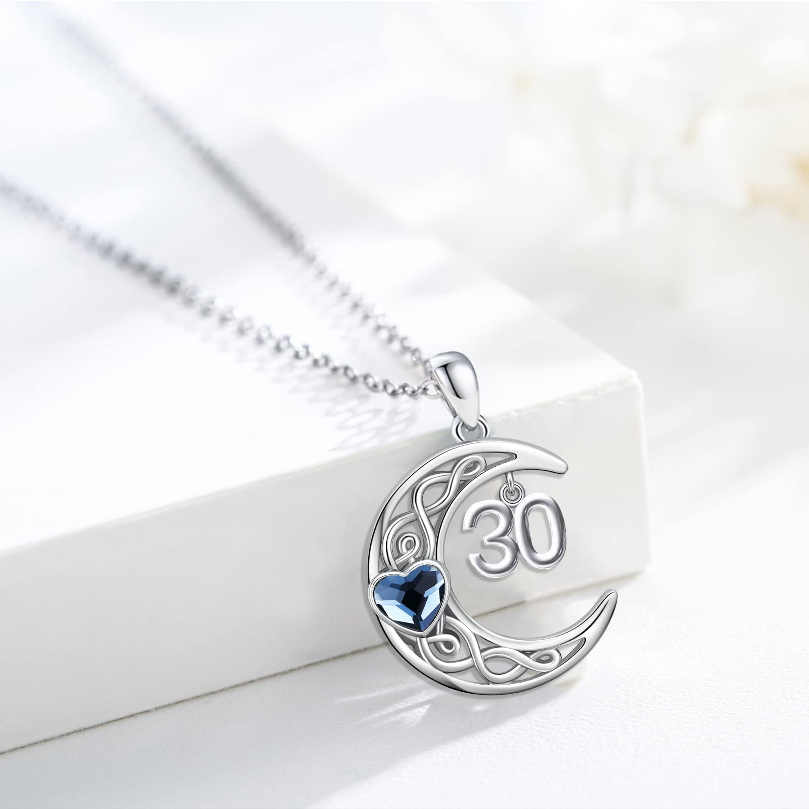 TwoAnts Collana di compleanno per bambine e figlie, in argento Sterling 925, con nodo celtico a forma di luna, regalo di compleanno per donne, fidanzate e sorelle, Argento sterling