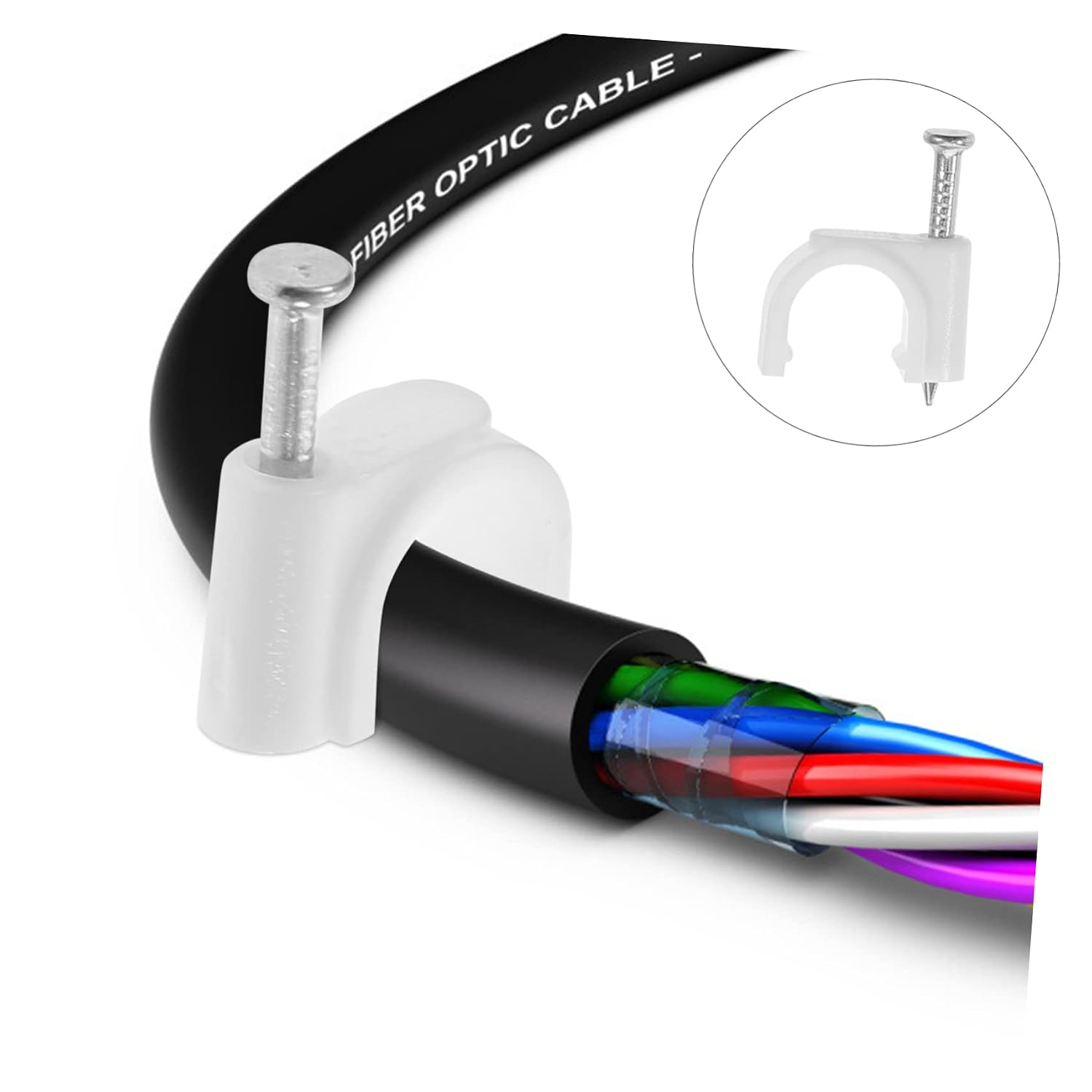 Professional Technology 500pcs Cable Clamp Wire Holder Clips Cable Tacks for Electrical Speaker Wire Clips Compression Resistant