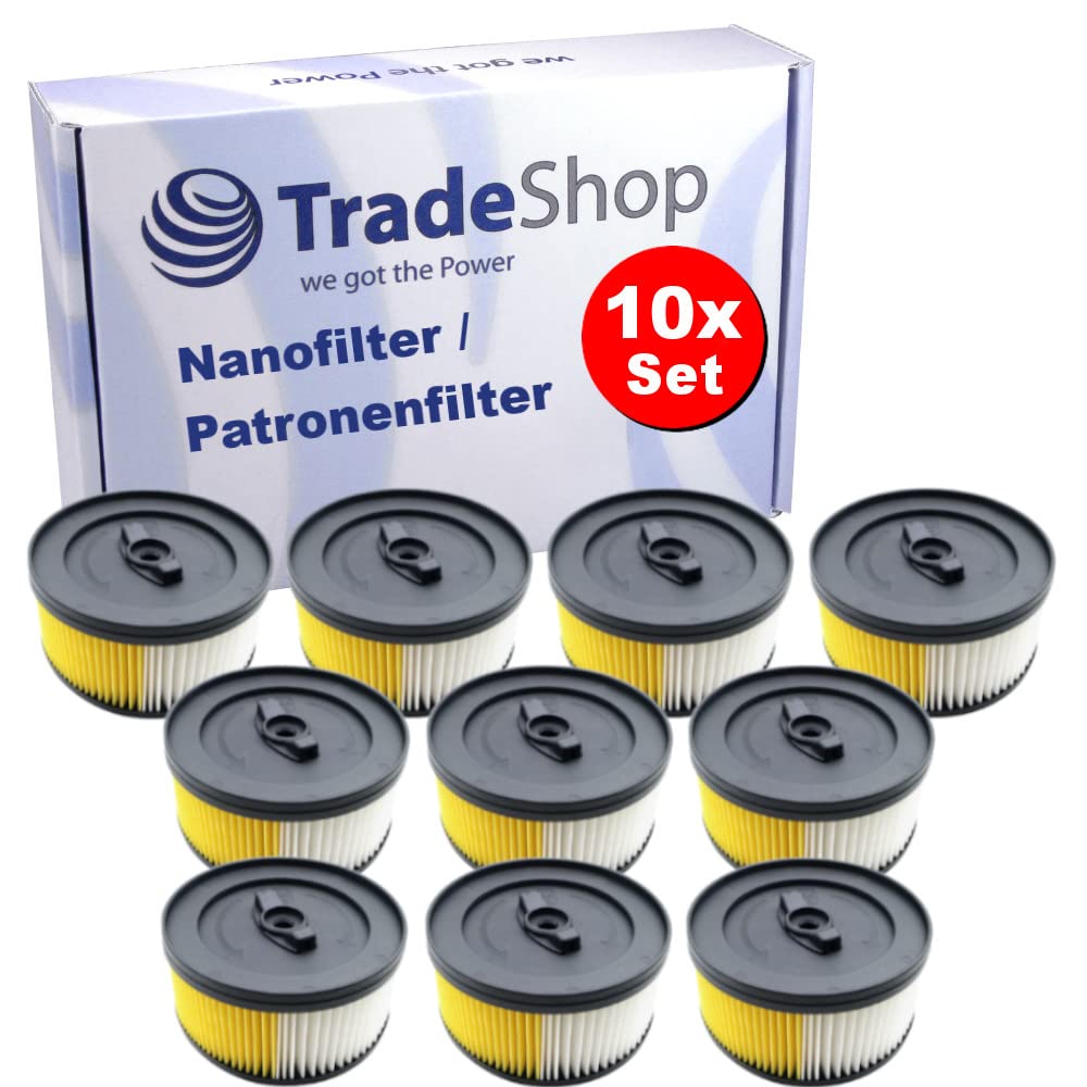 Trade-Shop Filterset 10x Faltenfilter kompatibel mit Kärcher WD 5.300M, WD 5.400, WD 5.450, WD 5.470 Nass- und Trockensauger - Filter, Patronenfilter