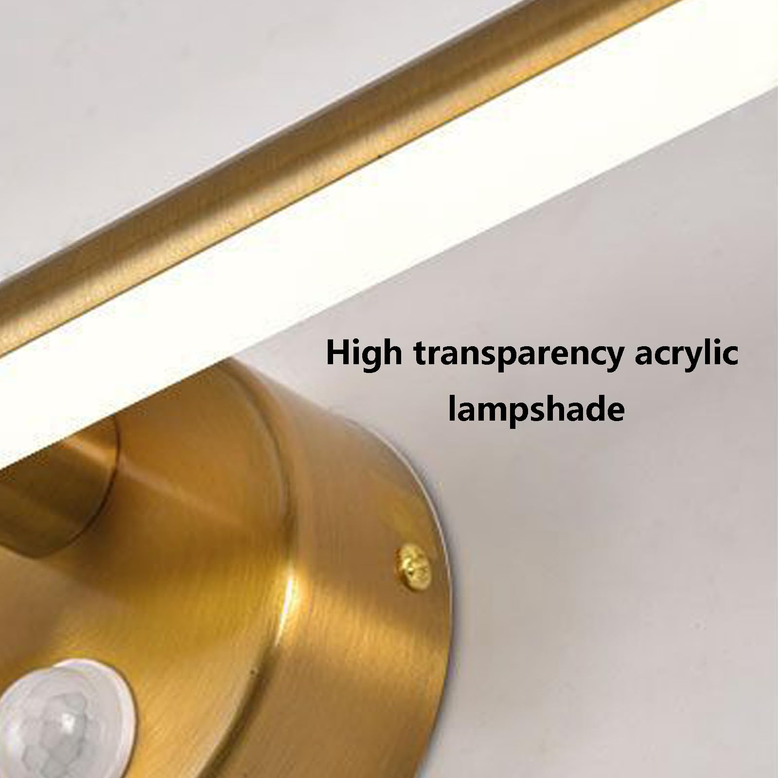 LED Badezimmer Spiegelleuchte Wandlampe Indoor Dimmbar Wandleuchte mit Bewegungsmelder Wandbeleuchtung Wasserdichte Wandleuchten Moderne Lange für Schminktisch Schrank (Gold,43cm)