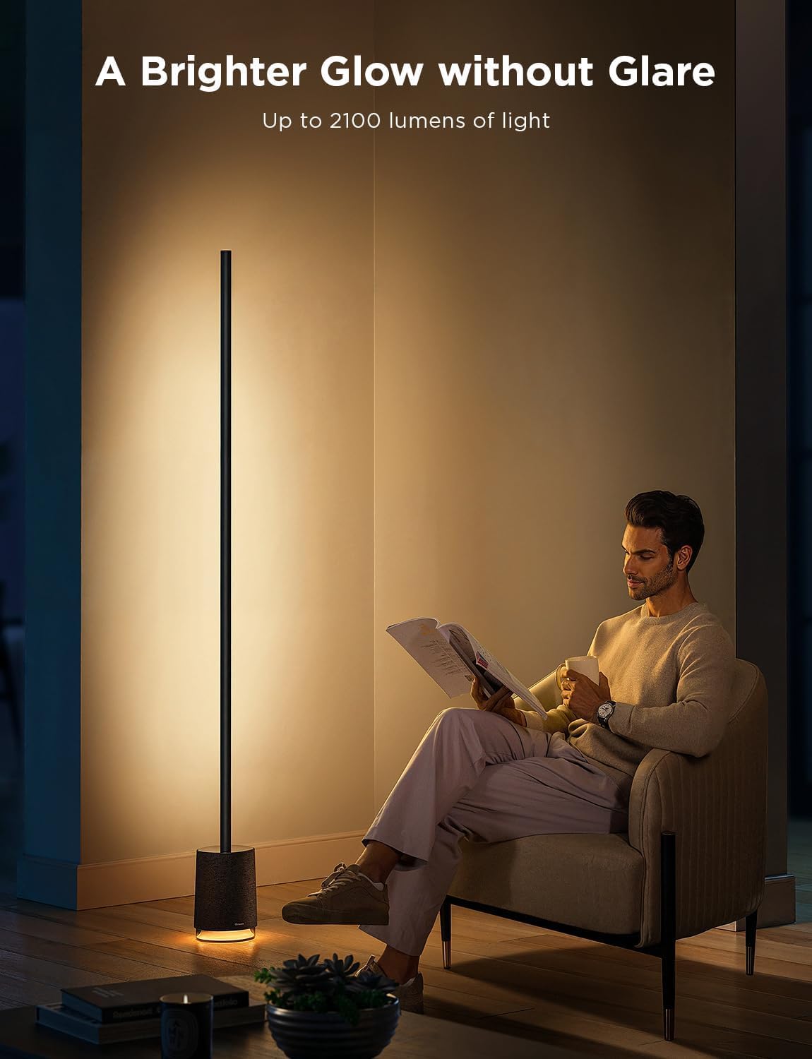 Govee Stehlampe LED Pro, 2100LM RGBIC Lampe Funktioniert mit Alexa, Schwarz | 2200-6500K, Bluetooth Lautsprecher, Weißes Rauschen, 16 Millionen Farben, 81 Szenenmodi, Musikmodi, Dimmbar für Wohnzimmer
