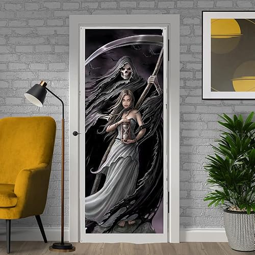 Wild Star Hearts Bandera de la puerta de Invocar al Segador, gótico oculto para el hogar, dormitorio, decoración al aire libre, arte de Anne Stokes,