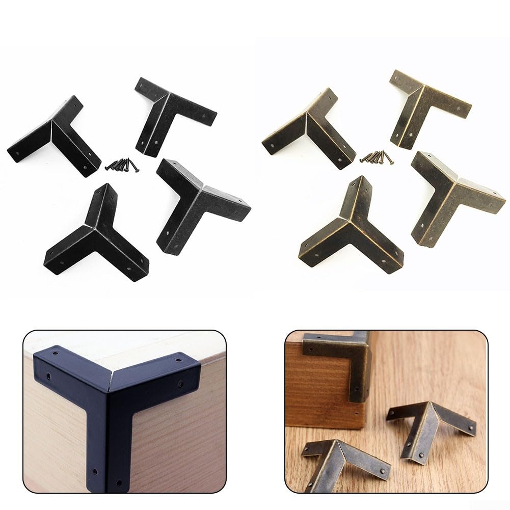 DAZZLEEX Confezione da 4 protezioni per angoli, angoli in bronzo, per mobili e tavoli, colore: nero