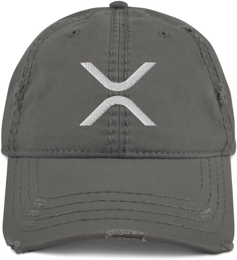 Hogue WS LLC Ripple XRP Cryptocurrency Logo Hat (Embroidered Distressed Dad Cap)