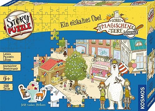 KOSMOS 682569 Story Puzzle Die Schule der magischen Tiere ermittelt EIN eiskaltes Übel, 100 Teile, Puzzle mit exklusiver Kurzgeschichte, Erstleser-Krimi-Fall für Kinder ab 6 Jahren