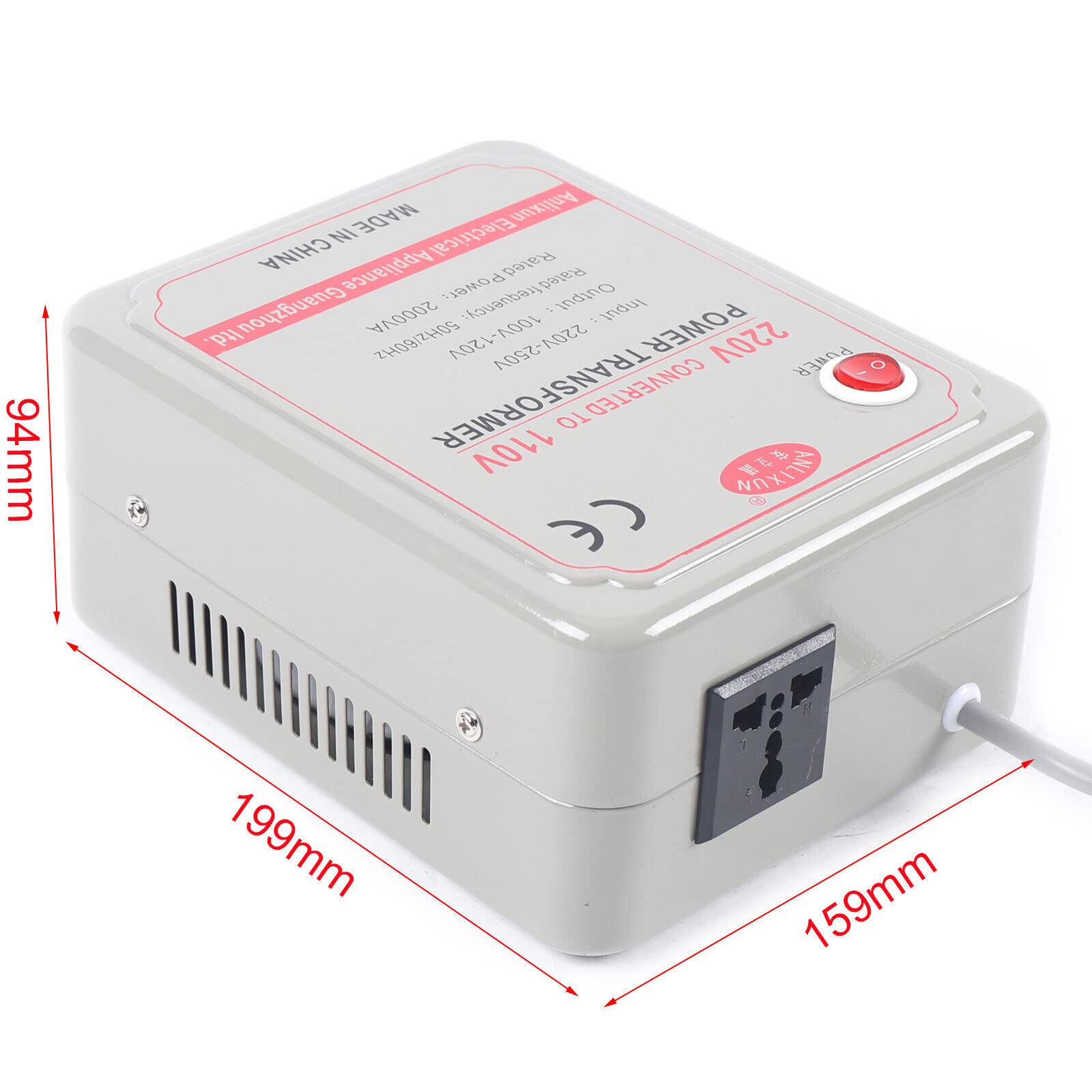 Potente convertidor de voltaje variable Transformador para convertir dispositivos eléctricos con un voltaje de 220 V-250 V en un voltaje de 100-120 V (1000 W) (2000 W)
