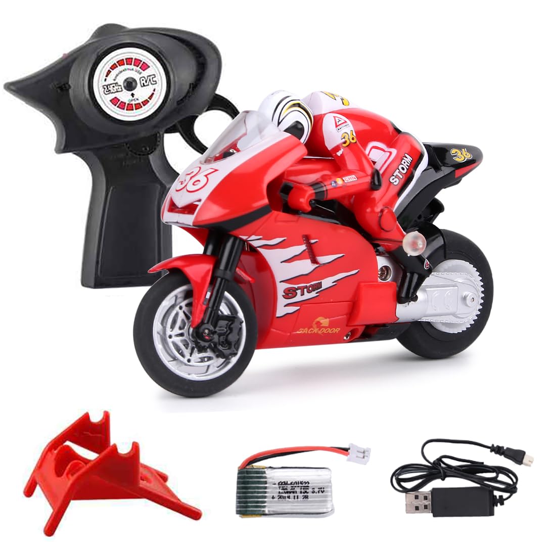 Mini Moto RC per Adulti, 2,4G Telecomando Proportzionale Completo Simulazione Moto Elettrica Drift, Alta Velocità RC Moto Stunt Drift Bike da Corsa Modello Regalo 8012 Rosso