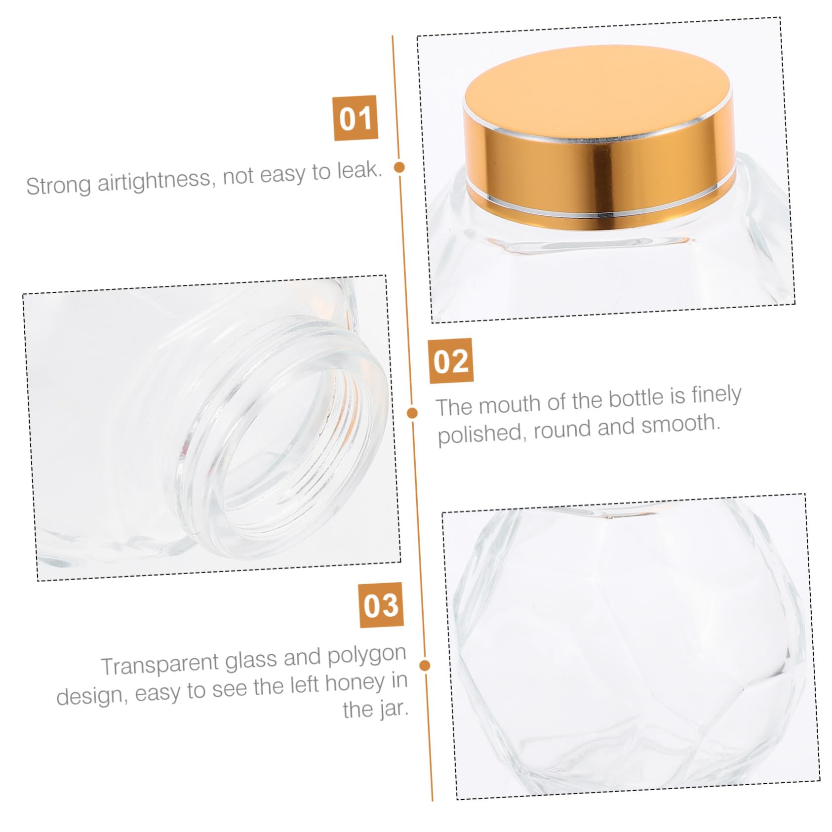 PRETYZOOM 2pcs Honey Pickle Bottle Sealing Honey Bottle Honey Jars Honey Clear Jar Clear Honey Jar Glass Honey Jar Bee Honey Jar Clear Jars Bee Honey Bottle Glass Honey Bottle