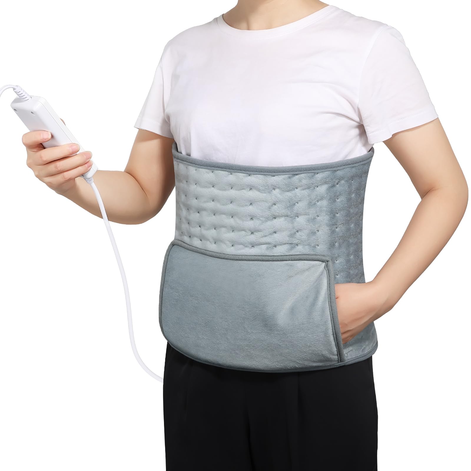 Thermal Wrap Around Heating Pad for Period Cramps & Back Pain Relief - Electric Heating Pad Belt, 12x24 inch, Auto Off, Max 149F
