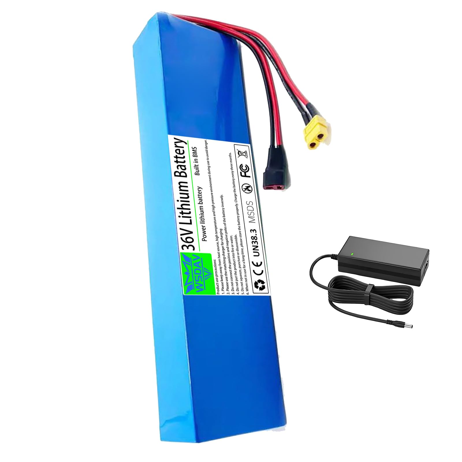 WSDAV Rechargeable Lithium Battery Pack 36V 8AH 10AH 12AH 15AH 18AH 20AH Ebike Battery 36 Volt Replacement Batteries with Charger,36V10AH