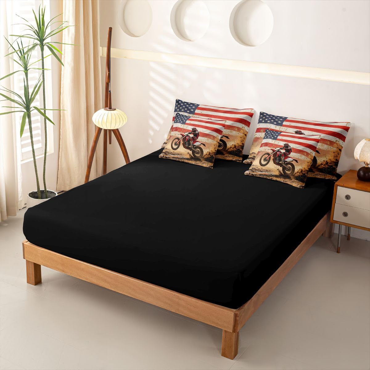 Loussiesd Set di biancheria da letto con copripiumino per letto singolo, motivo motocross, 7 pezzi, per bambini, ragazzi, ragazze, motocross, con copripiumino, lenzuola, federe, federe