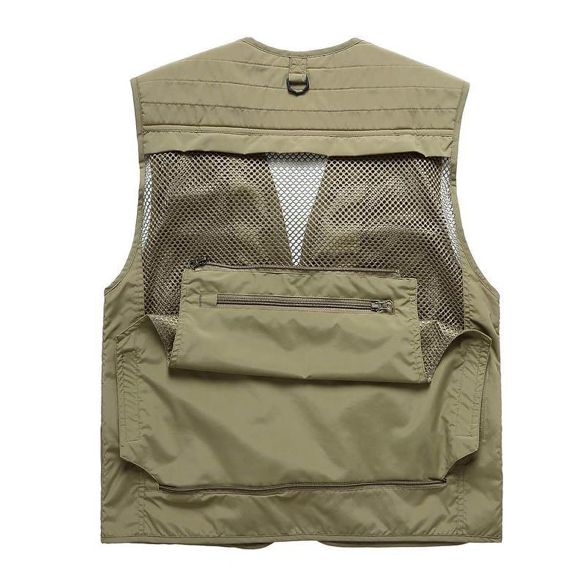 Gilet cargo in rete traspirante con zip, gilet estivo da lavoro da uomo con tasche, gilet tattico ad asciugatura rapida multi-tasca