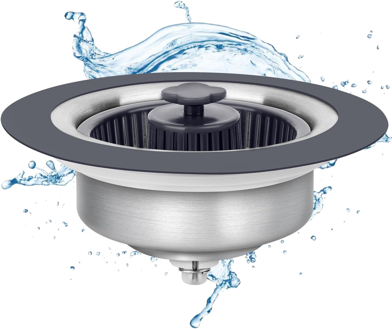 All Metal Kitchen Sink Drain Strainer Universal Pop Up 3in1 Sink Stopper Drainer for US