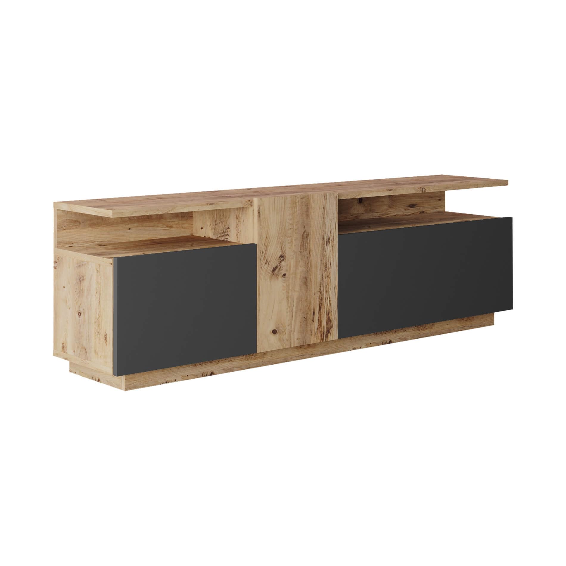 Rebecca Mobili Mobile Tv, Armadio Stand Tv, Color Rovere Grigio Scuro, Truciolato, per Salotto, Stabile, Stile Moderno - Misure HxLxP: 46,5 x 150 x 29,5 cm - Art. RE7078