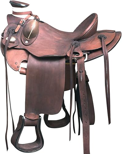 HILASON Western Horse Wade Saddle American Leather Ranch Roping Nogal Negro